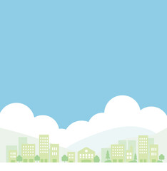街並み＿青空バックのビジネス街・ビル街イラスト