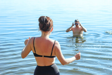 young woman in the water