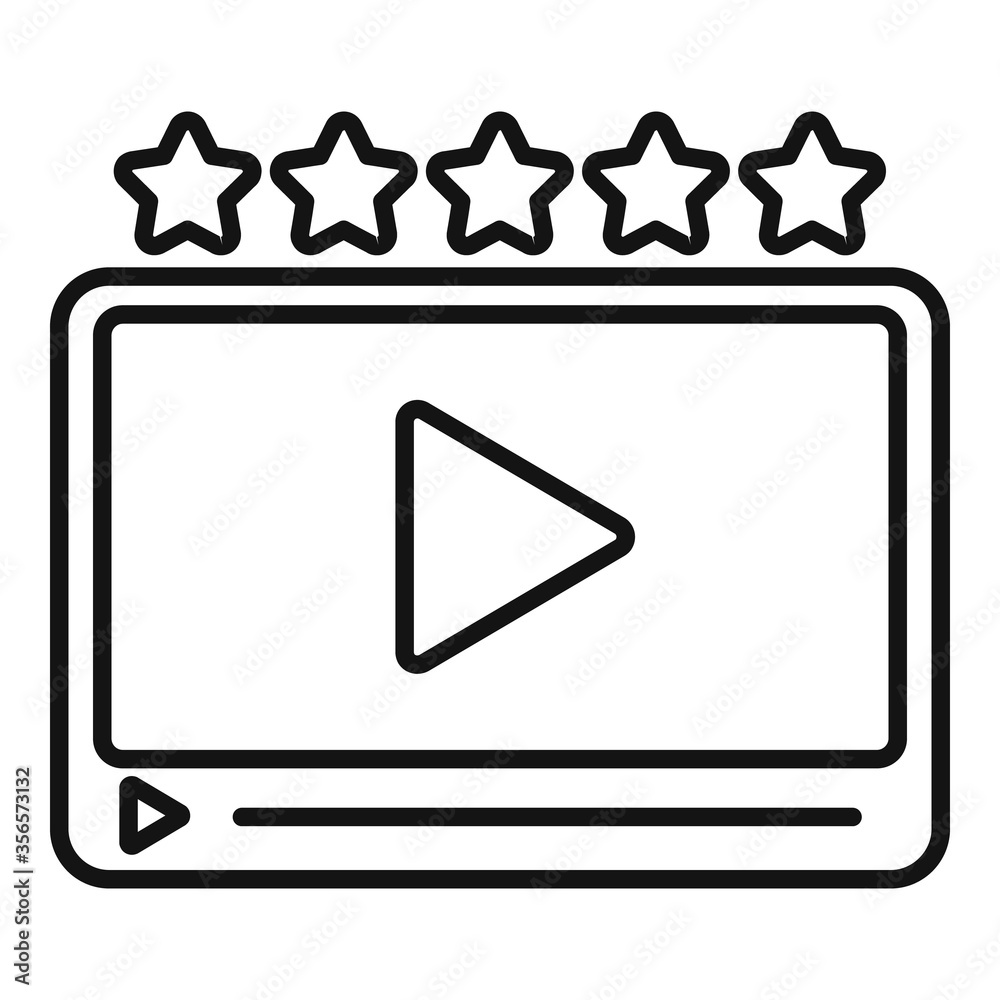 Poster rating video player icon. outline rating video player vector icon for web design isolated on white b