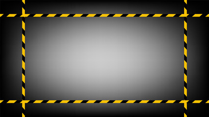tape line yellow black stripe pattern on black gradient background, warning space with ribbon tape sign or comfort safety zone, safety banner, ribbon yellow black stripe, tape line caution, copy space