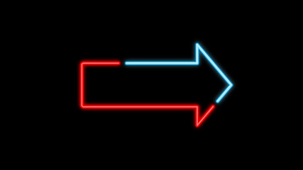 Neon glowing blue arrow pointer luminescence lines