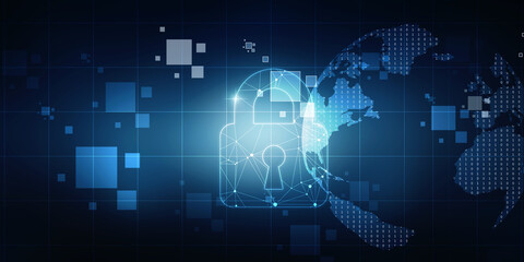 2d illustration Safety concept: Closed Padlock on digital background