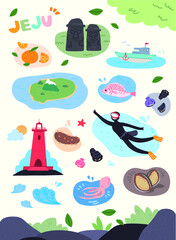 제주도 요소 벡터 삽화