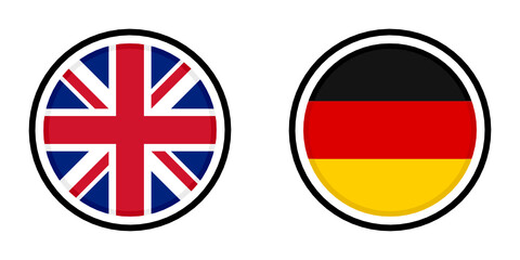 round icons with united kingdom and germany flags