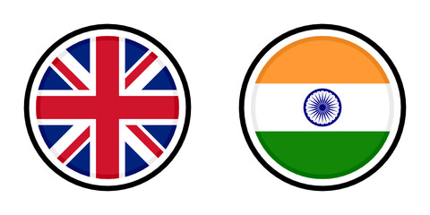 round icons with united kingdom and india flags
