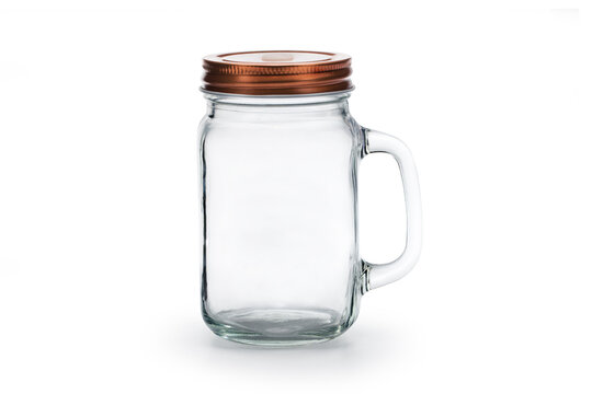 Empty glass jar with lid isolated, Clipping path.
