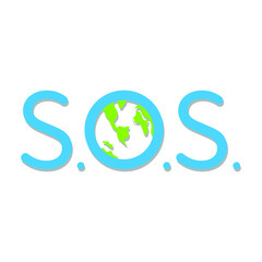 SOS symbol with earth