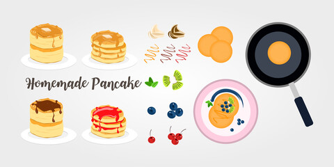 pancake with topping food breakfast set