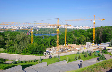 Naklejka premium Kiev. Ukraine. 06.09.20. Construction work in the city.
