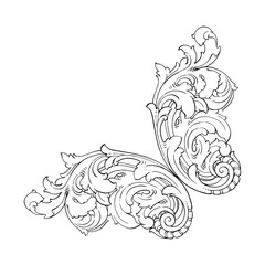 Classical baroque vector of vintage element for design. Decorative design element filigree calligraphy vector. You can use for wedding decoration of greeting card and laser cutting.