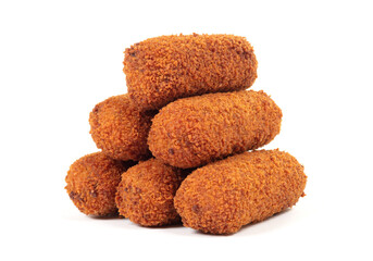 Brown crusty dutch kroketten isolated
