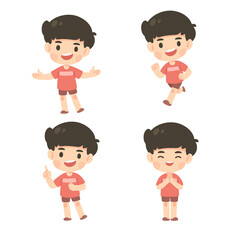 Collection of cute boy in many pose