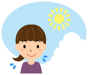 炎天下の暑さに苦しむ女性