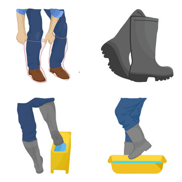 Dipping Boots in disinfectant For farm disease prevention systems