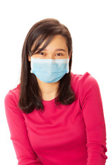 Young asian woman wearing an anti virus protection mask