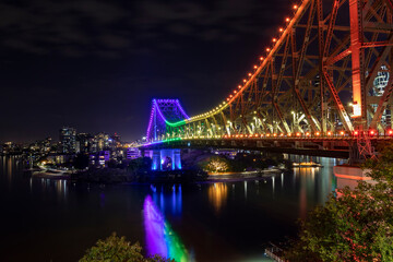 Fototapeta na wymiar Story Bridge rainbow color LGBTIQ Pride celebration