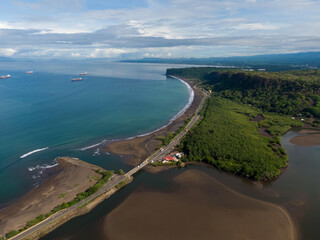 Beautiful aerial view of the Caldera Port in Puntarenas Costa Rica