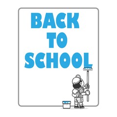   boy doing painting words back to school vector illustration
