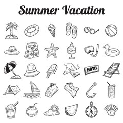summer vacation icon collection
