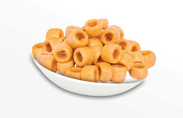 Fried and Spicy mix frymus, cocktail (Khichadi) Colourful, Square, cup, ABCD, pasta, Noodles, triangle, wheel and pipe shape Fryums Papad or fingers is a crunchy Snack Pellets - Image