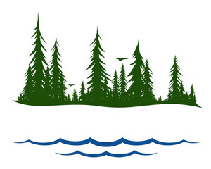 The Coniferous forest symbol with lake.