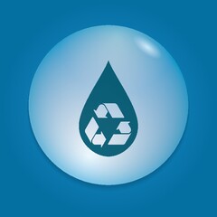 recycle symbol in water drop icon