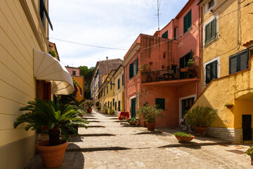 Fototapeta na wymiar Streets of Marina de Campo, Elba, Italy