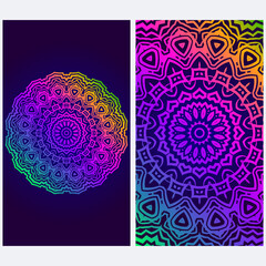 Design Vintage Cards With Floral Mandala Pattern And Ornaments. Vector illustration