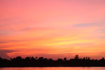 sunset over the river