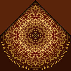 Vintage luxury decorative design of golden mandala. Vector illustration. Floral ornament