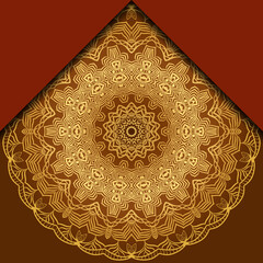 Mandala ornament concept flyer. Ethnic design, on festive and background. Vector background. Card or invitation. Islam, arabic, indian, ottoman motifs. Summer color.