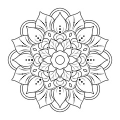 Circular Flower Mandala with vintage floral style, Vector mandala Oriental pattern, Hand drawn decorative element. Unique design with petal flower. Concept relax and meditation use for page logo book