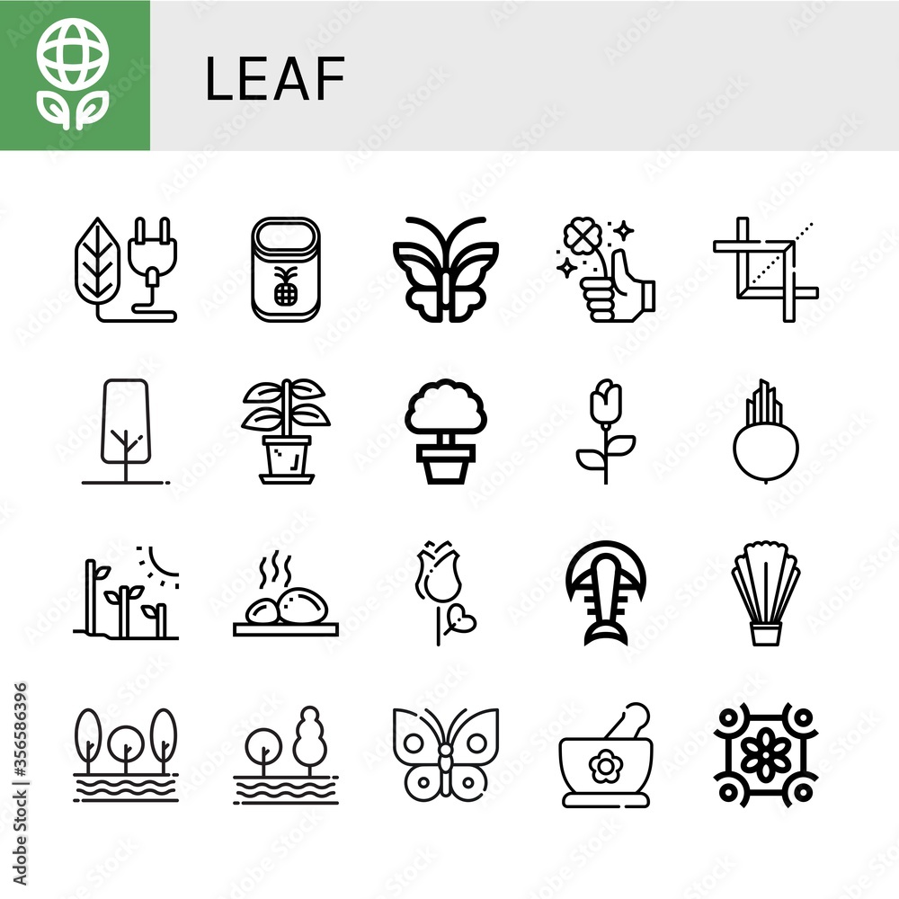 Sticker set of leaf icons