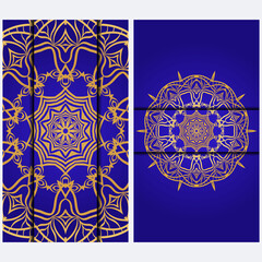 Visit Card Template With Floral Mandala Pattern. Vector Template. Islam, Arabic, Indian, Mexican Ottoman Motifs. Hand Drawn Background.