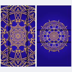 Visit Card Template With Floral Mandala Pattern. Vector Template. Islam, Arabic, Indian, Mexican Ottoman Motifs. Hand Drawn Background.