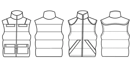 Foto op Canvas Set of vector vest working clothes illustration without color © Olha