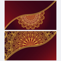 Vintage cards with Floral mandala pattern. Vector template. The front and rear side.