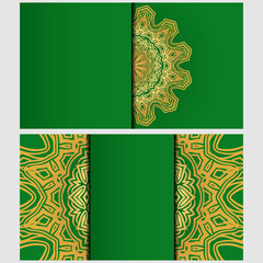 Vintage cards with Floral mandala pattern. Vector template. The front and rear side.