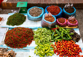 Tropical chili and spices in srtreet market
