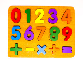 Numbers toy blocks isolated on white
