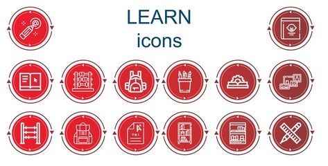 Editable 14 learn icons for web and mobile