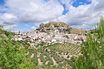 Naklejka premium Panoramic view on Moclín Alcazaba-Fortress, last islamic Nasrid stronghold in the north of Granada, before capitulation in 1492, Andalusia, Spain