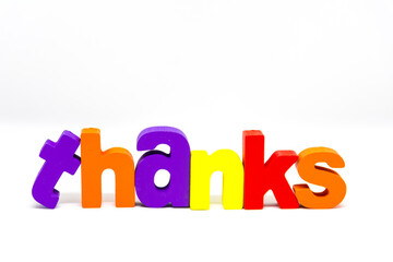 Children Alphabet wooden Blocks spelling the word Thanks