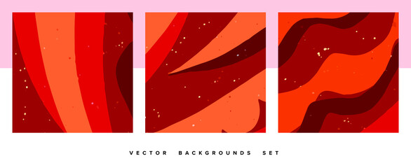 Abstract Monochromatic Dark Red Color Vector Background Set of 3. This template can be useful for making banners, social media templates, branding elements, printables, canvas art, etc.