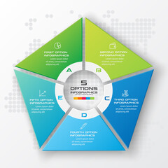 Pentagon element for infographic,Business concept with 5 options,Vector illustration.