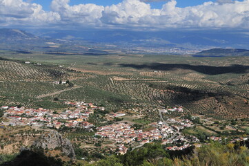 Andalusian landscape, olive- and almond-trees, near Moclín, Montes de Granada, Spain