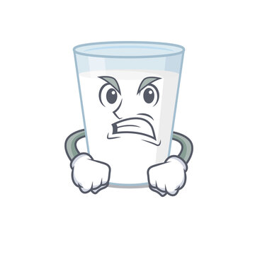 A cartoon picture of glass of milk showing an angry face
