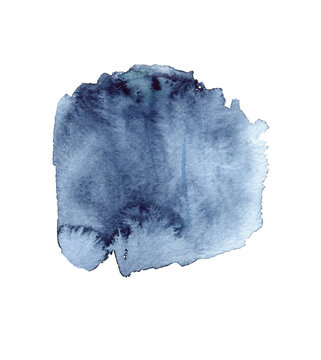 Watercolor Background, Frame, Spot, Smear Dark Blue, Ink