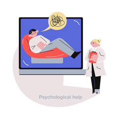 Doctor making presentation about psychological help with hypnosis for patient