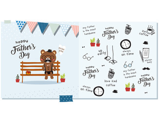 Father's Day card doodle illustration vector